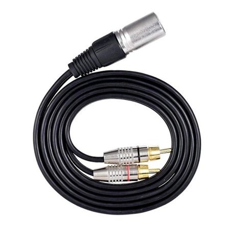 1 XLR hann til 2 RCA hannplugg Stereo Lydkabel Kobling Y Splitterledning for Mikrofonlydmikserforsterker (1,5M)