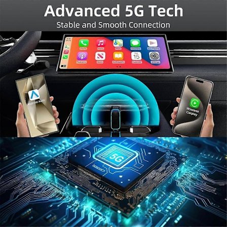 Trådlös Carplay-adapter och Android Auto-adapter med stämningsbelysning, CarPlay-adapter för