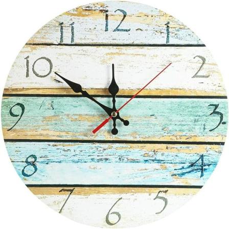 12 tuuman Silent Vintage Design puinen pyöreä seinäkello (rannikkotie)