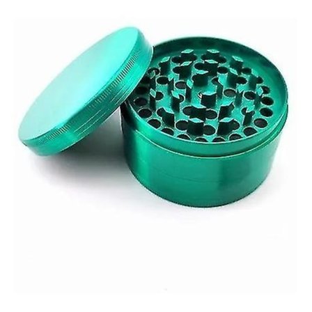 Stor urte- og krydderkvern, metallisk røykkvern flat 4-lags 50 mm diameter manuell kvern (farge: grønn) (1 stk)