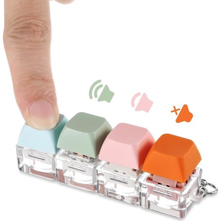 ING Tastatur Fidget Leke Nøkkelring Lavt Volum og Klikk Fidget Leke Fargerik Klikker Mekanisk Bryter Stressreduserende Nøkkelring Tastatur Tastehetter