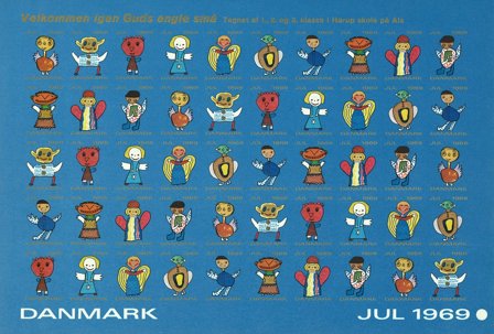 Danmark - Julemærkeark 1969 - Utakket - Ufoldet