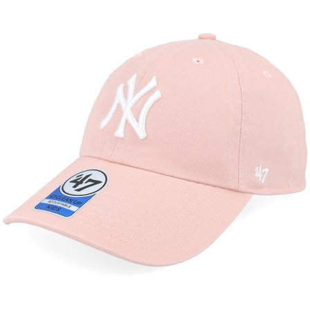 47 Brand - Rosado unconstructed Gorra - Kids New York Yankees MLB Clean Up Loop Label D.mauve Dad Cap @ Hatstore