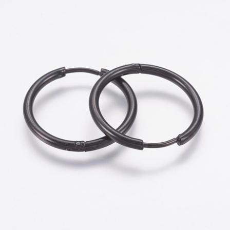 1 Par 20 mm Hoops örhängen i Svartpläterad 316L stål Titanium grey