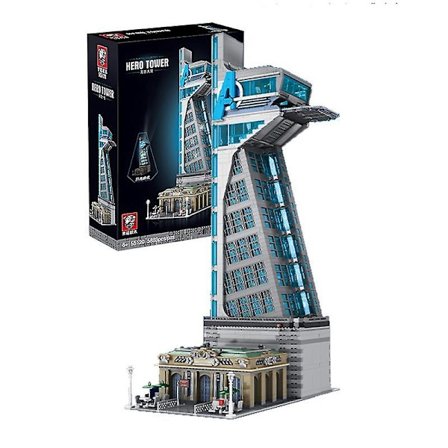 New 5883 Pcs Hero Tower Model Bricks Iron Tower Man Base Building Block Hot Spring House With Led Lights Kids Toys Birthday Giftwith Box1