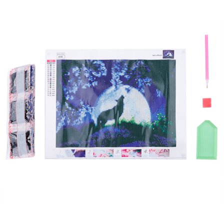 DIY Håndlavet Rhinestone Broderi Maleri Korssting Kit Håndværk Væg Dekoration (E030 Ulv)