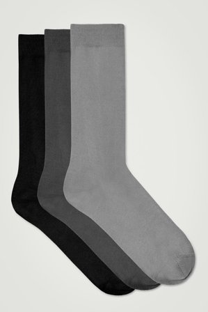 COS Homme Chaussettes Coton Mercerisé - Lot De 3 in Gris