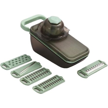 Rivjern Slicer Grønnsak/ost Slicer Mat Slicer Cutter 5-i-1 for Prep Multifunksjon Kjøkkenhjelper Chopper Skreller med Håndbeskyttelse-grønn