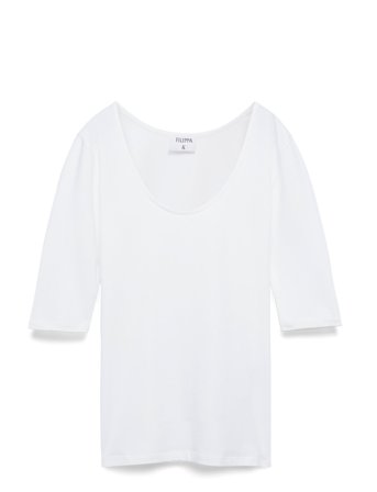 Filippa K Cotton Stretch Scoop Neck Top - White - L