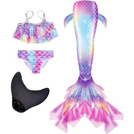 Naisten Bikini - Ocean Mermaid Bikini Set (Sininen, Violetti ja Pinkki) | Bikini Ocean Mermaid pyrstöllä | Prinsessamekko | Setin koko 120