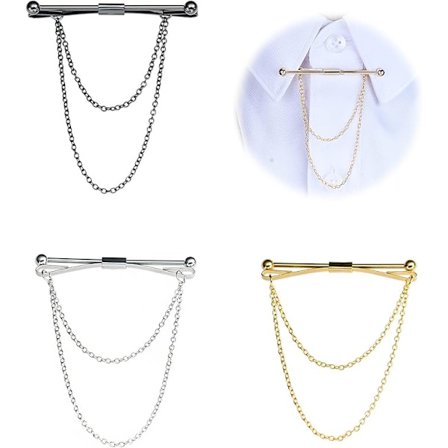 3 stk Skjorte Slipsnåler Klips, Skjorte Krage Nål, Slips Klips Med Kjeder For Skjorte, Med Kjede, Herre Dress Tilbehør, Slips Nål Sett, For Bryllup, 