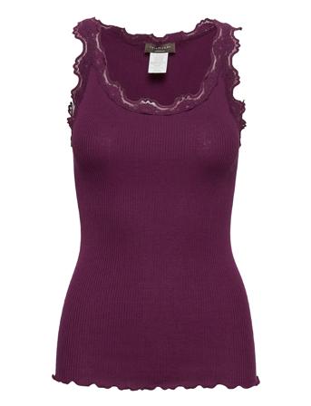Silk Top W/ Lace T-shirts & Tops Sleeveless Lilla Rosemunde*Betinget Tilbud