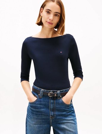 Tommy Hilfiger New Cody Slim Boat-Nk 3/4Slv - Black - XXS