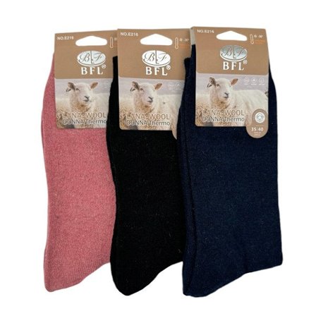 Uldsokker DAME, 3-pak multifarvet one size