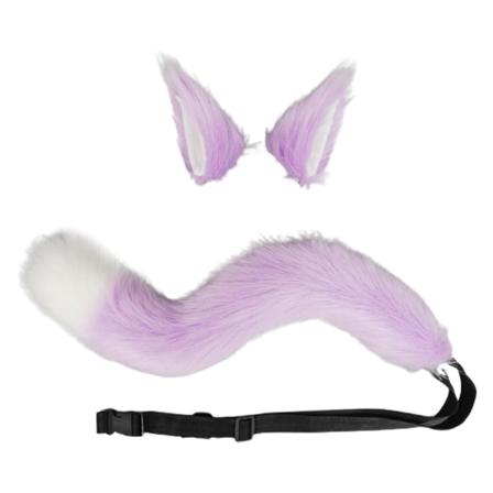 Fuskpäls Katt Räv Varg lurvig svans och öron för Halloween F F