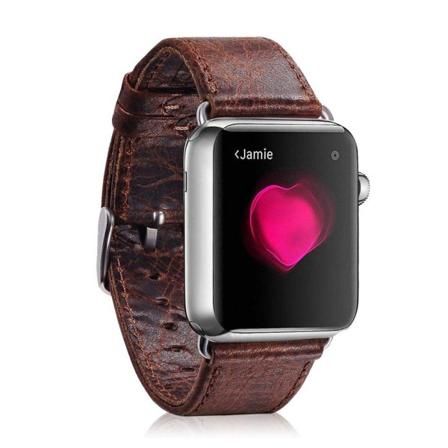 iCarer Classic Apple Watch Series 5 40mm äkta läderarmband - Kaffe Brun
