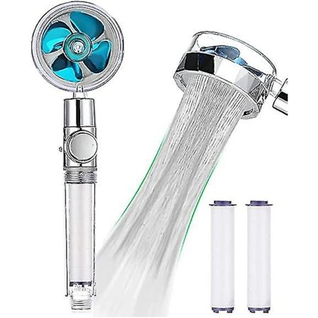 Turboladet Håndholdt Brusespand, Propeldrevet Brusespand, Højtryks Vandbesparende, med Pauseknap, 360 Grader Rotering