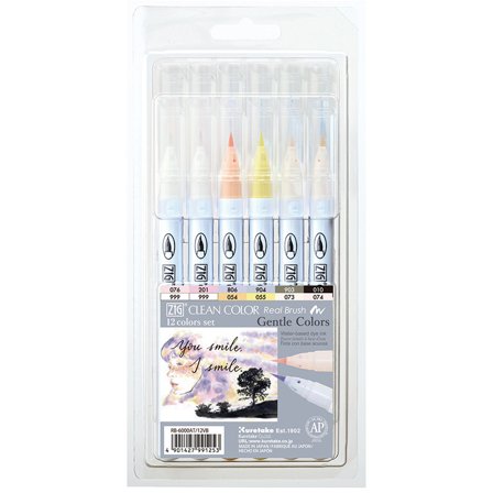 ZIG Kuretake Clean Color Real Brush sæt 12 stk Gentle Colors