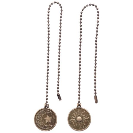 2 kpl kattotuulettimen vetoketjusetti ja kuu-kuvioiset vetoketjujen jatkeet kupariset helmipallotuulettimen vetoketjut