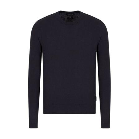 Armani, Round-neck Knitwear Blauw, Heren, Maat:M