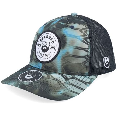 Bearded Man - Multi trucker Keps - Beard Logo R 112p Kryptek Neptune/Black Trucker @ Hatstore