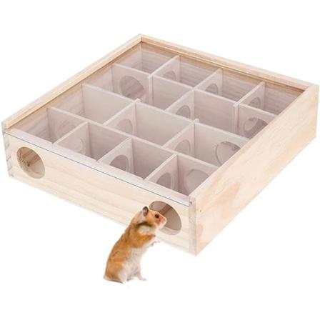 Hamster labyrintleke, naturlig tre rottehus med organisk glassinteraktivt intelligent lite kjæledyrleke for rotte mus mus hamstere