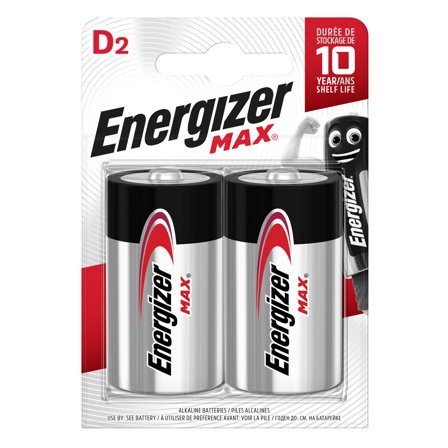 Energizer Max Batteri D, 1,5 V, 2-pakning, Elfordeling & strømforsyning