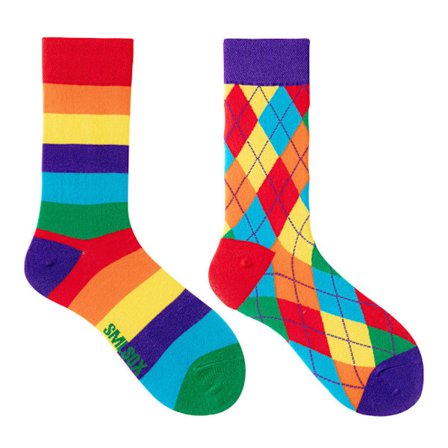 5 par Många stilar av AB-strumpor asymmetriska kreativa trendiga strumpor roliga par mandarinanka färgade mellanhöga strumpor