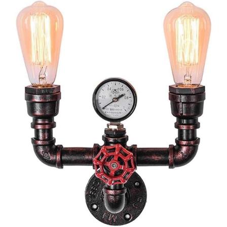 Industriell Retro Retro Stil Stål Rör Metall Vattenrör Vägglampa