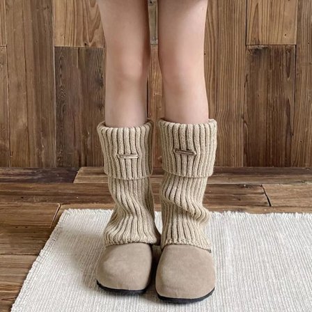 Stickade Benvärmare Enfärgade Strumpbyxor Nya Mellanrörstrumpor Barn till Vuxen