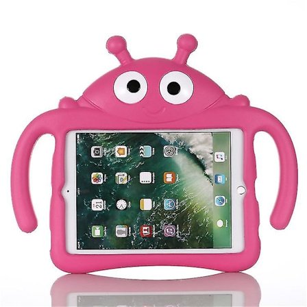Barn Nyckelpiga Fodral för Ipad Air/air 2, Kickstand Heavy Duty Stöttåligt Skal, bekvämt, Bekvämt(Rosa Röd)