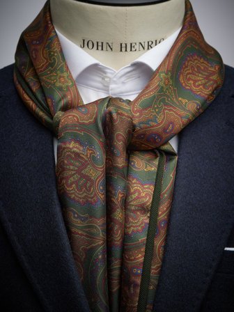 John Henric Men's Green Wool & Silk Scarf Size Onesize