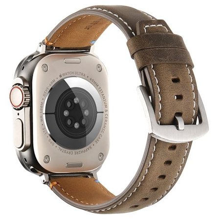 KALEBOL Klockarmband i äkta koskinn Apple Watch Series 10 46mm - Matt Oliv