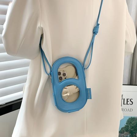 Mobiltelefonväska PU Fashionabla brev Pure Color Smartphone-väska för kvinnor Sommarblå Universal
