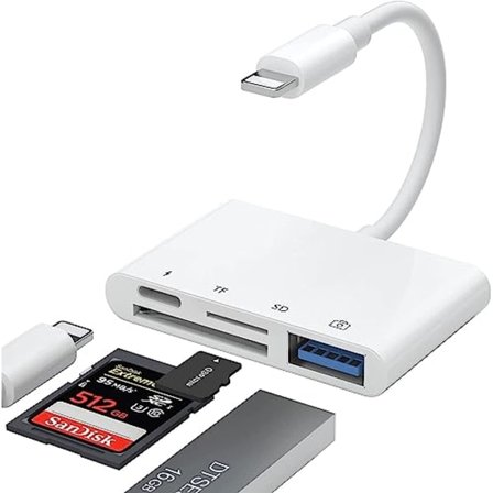 iPhone SD-kortläsare Adapter, [Apple MFi-certifierad] 4-i-1 iPhone USB OTG Adapter