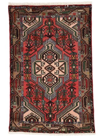 Asadabad Tæppe 75X117 Sort/Mørkerød Uld, Persien/Iran