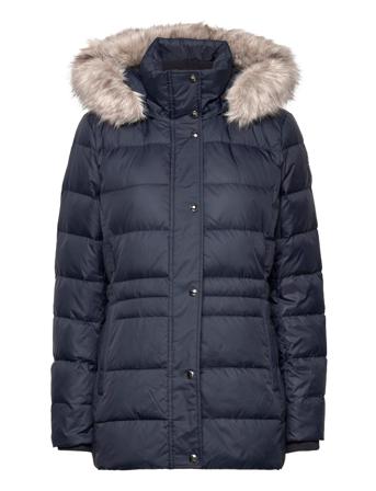 Tyra Down Jkt With Fur Foret Jakke Navy Tommy Hilfiger