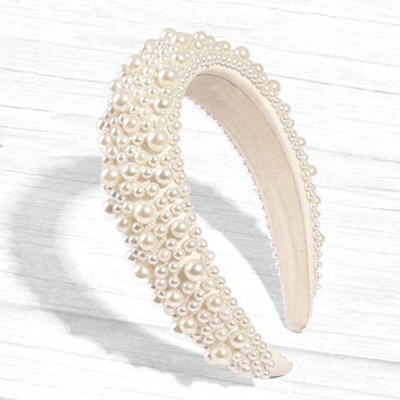 Full Pearl Hårband Dam Sponge Padded Hårband Fake Bead Hai