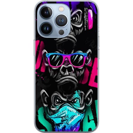 Kompatibel Mobilcover til Apple iPhone 13 Pro Graffiti motiv med tre aber - Hør intet ondt, se intet ondt, sig intet ondt i neonfarver