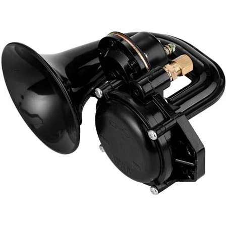 135dB Starkt Horn 12/24V Lastbil Superhögt Trumpethorn med Elektrisk Ventil Platt Bil Fordon Lastbilar - Svart