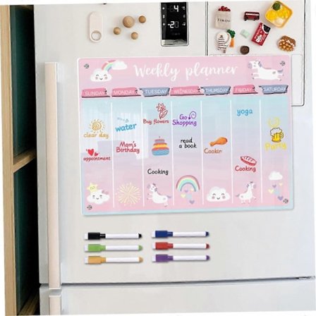 1 kpl Magneettinen akryylimuistitaulu jääkaappiin, pyyhittävä viikkosuunnittelija