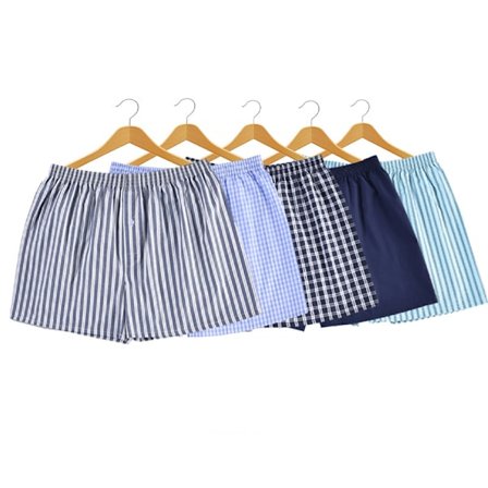 Herre vævet bomuld løse boxershorts 5-Pak