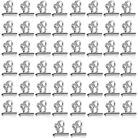 ING 50-pak - Bull Head Clips - Rustfrit stål - Papirclips - 20 mm - Mini Clips - Sølv