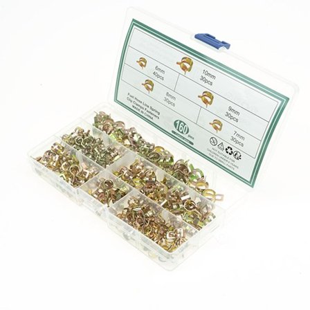 160 stk. Fjeder Slangeklemmer Sæt - Galvaniseret Stål Brændstofslange Rørklemmer Sortiment