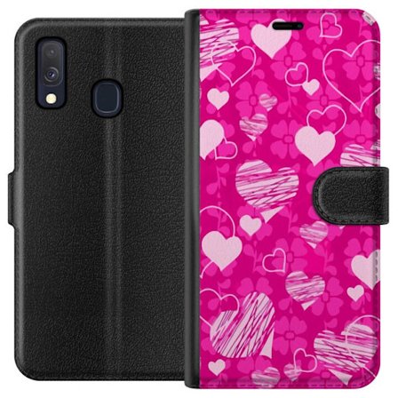 Kompatibel Tegnebogsetui til Samsung Samsung Galaxy A40 PopHjerteMønster