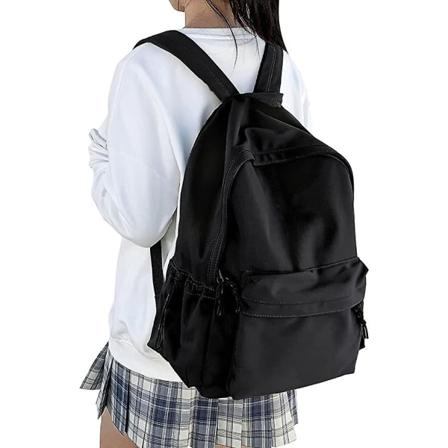 1pc Skole Rygsæk Kvinder, Casual Rejse Skoletasker 14 Tommer Laptop Rygsæk Til Teenage Piger Letvægts Rygsæk black 32*46*14cm