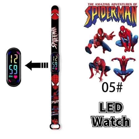 Disney Frozen Spiderman Iron Man Hulk Børne Anime Figur Armbånd Ur Tegnefilm Elektronisk LED Touch Student Legetøj Gave WHITE