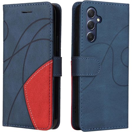 Samsung A16 Telefon Cover Geometrisk Stødsikkert Wallet Cover PU Læder med Kortlommer Foldbart Stativ Magnetisk - Blå