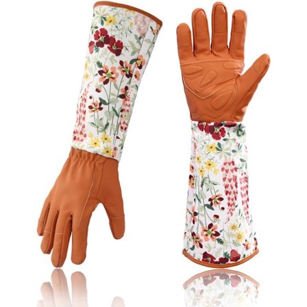 Jardinage Rose Gants en Cuir Femmes Prolongé Pro Gants Rose Élagage Jardin pour la mère et la Grand-mère Cadeaux Jardinage (Rouge)