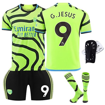 2324 Arsenal bortetrøye fotballuniformsett+sokk+leggbeskyttere-Jesus